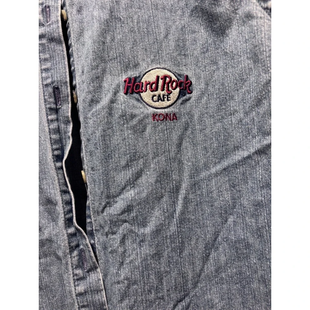 Vintage "Kona" Hawaii 90s Hard Rock Cafe Denim button up Women's sleeveless‎ - Picture 4 of 7